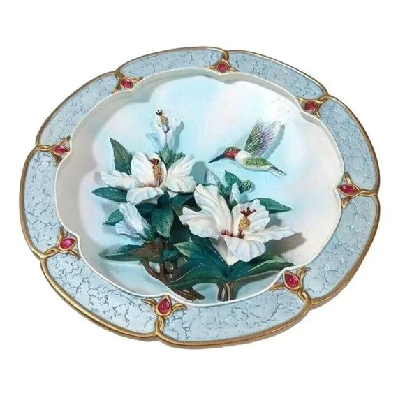 Bradford Exchange Lena Liu Morning Jewels Rose Colored Dawn Hummindbird … - Picture 2 of 7